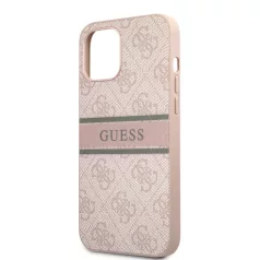   Guess Apple iPhone 12 / 12 Pro 2020 (6.1) PU 4G Printed Stripe hátlapvédő tok pink (GUHCP12M4GDPI)