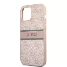   Guess Apple iPhone 12 / 12 Pro 2020 (6.1) PU 4G Printed Stripe hátlapvédő tok pink (GUHCP12M4GDPI)