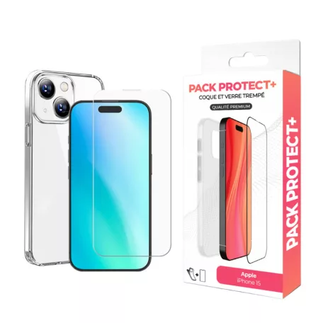 Moxie Pack Protect+ Apple iPhone 15 (6.1) átlátszó vékony szilikon tok előlapi üvegfóliával