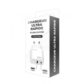   Moxie fehér hálózati töltő USB Type-C és USB-A csatlakozóval 3A 20W