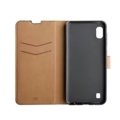   Xqisit Slim Wallet Selection Samsung A105 Galaxy A10 (2019) oldalra nyíló mágneses bőrhatású könyv tok szilikon belsővel fekete