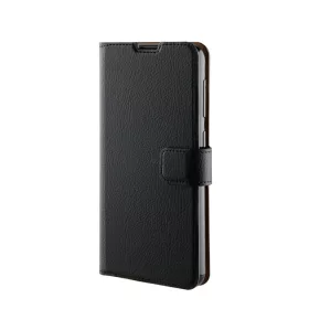   Xqisit Slim Wallet Selection Apple iPhone SE (2020) oldalra nyíló mágneses bőrhatású könyv tok szilikon belsővel fekete