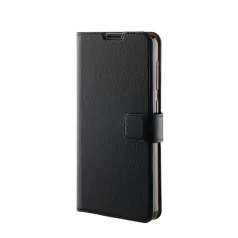   Xqisit Slim Wallet Selection Samsung A415 Galaxy A41 oldalra nyíló mágneses bőrhatású könyv tok szilikon belsővel fekete
