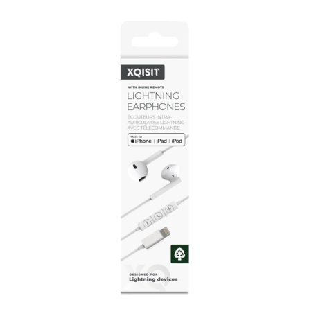 Xqisit fehér sztereo headset lightning csatlakozóval MFI tanúsítvánnyal
