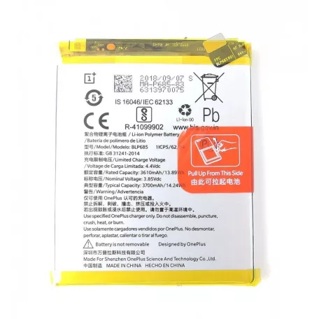 OnePlus BLP685 gyári akkumulátor Li-Polymer 3700mAh (OnePlus 6T)
