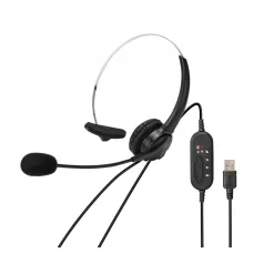   Astrum HS760 Call center USB fejhallgató állítható zajszűrős mikrofonnal, bőr fülpárnákkal