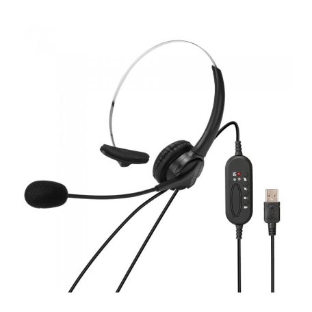 Astrum HS760 Call center USB fejhallgató állítható zajszűrős mikrofonnal, bőr fülpárnákkal