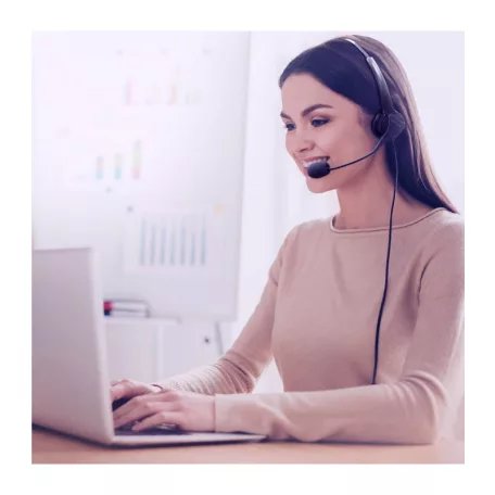 Astrum HS760 Call center USB fejhallgató állítható zajszűrős mikrofonnal, bőr fülpárnákkal