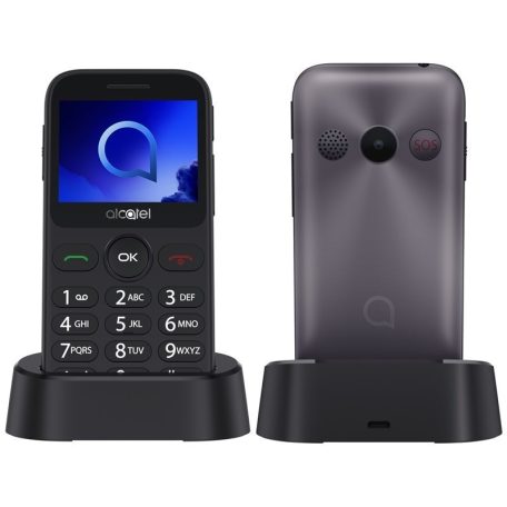 Alcatel 2019G nagygombos mobiltelefon, kártyafüggetlen, fm rádiós fekete / szürke