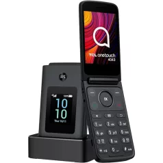   TCL onetouch 4043 (T313D) 4G kinyitható mobiltelefon dokkolóval, kártyafüggetlen, dual SIM, sötétszürke