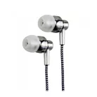 Astrum EB250 univerzális 3,5mm jack ezüst sztereó headset mikrofonnal, szövetbevonatos kábellel, extra mély, prémium hangzással