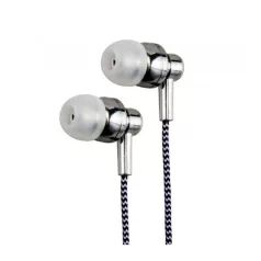   Astrum EB250 univerzális 3,5mm jack ezüst sztereó headset mikrofonnal, szövetbevonatos kábellel, extra mély, prémium hangzással