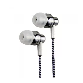   Astrum EB250 univerzális 3,5mm jack ezüst sztereó headset mikrofonnal, szövetbevonatos kábellel, extra mély, prémium hangzással