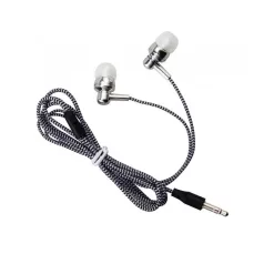   Astrum EB250 univerzális 3,5mm jack ezüst sztereó headset mikrofonnal, szövetbevonatos kábellel, extra mély, prémium hangzással