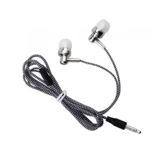   Astrum EB250 univerzális 3,5mm jack ezüst sztereó headset mikrofonnal, szövetbevonatos kábellel, extra mély, prémium hangzással