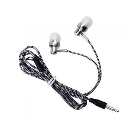 Astrum EB250 univerzális 3,5mm jack ezüst sztereó headset mikrofonnal, szövetbevonatos kábellel, extra mély, prémium hangzással