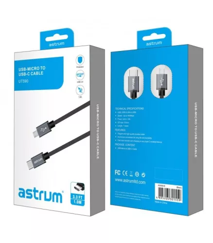 Astrum UT590 1M Type-C - micro USB strapabíró adatkábel A53059-B