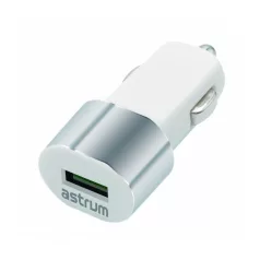   Astrum CC100 fehér - ezüst autós szivar töltő 1.0A 1xUSB A93010-Q 5W