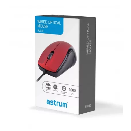 Astrum MU110 fekete-piros USB optikai egér