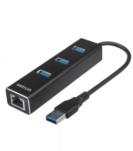 Astrum DA580 USB 3.0 Multi-HUB 3X USB (3.0) + Ethernet fekete adapter