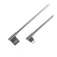   Astrum UT640 USB - Type-C  3.0A 2.0 strapabíró erősített derékszögű adatkábel szürke