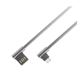   Astrum UT640 USB - Type-C  3.0A 2.0 strapabíró erősített derékszögű adatkábel szürke