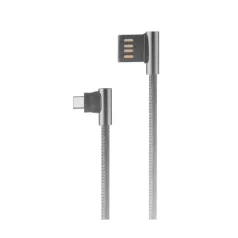   Astrum UT640 USB - Type-C  3.0A 2.0 strapabíró erősített derékszögű adatkábel szürke