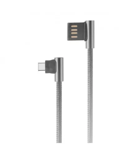 Astrum UT640 USB - Type-C  3.0A 2.0 strapabíró erősített derékszögű adatkábel szürke