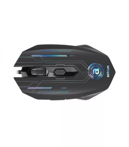 Astrum MG200 6D 4800DPI vezetékes fekete gamer optikai egér, programozható gombokkal, többszínű LED világítással