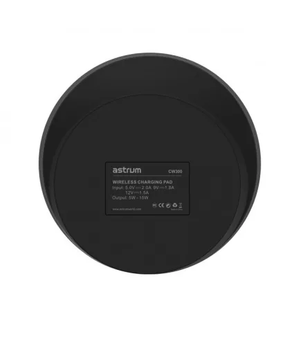 Astrum CW300 univerzális QuickCharge vezeték nélküli QI 3.0 gyorstöltő 5V/2A, 9V/1,8A, 12V/1,5A fekete 18W