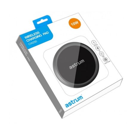 Astrum CW250 univerzális ultra slim vezeték nélküli QI 2.0 töltő 5V/1,5A, 9V/1,1A fekete 10W