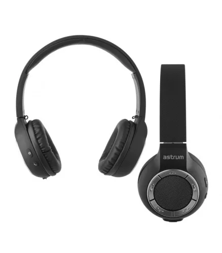 Astrum HT300 sztereó fekete bluetooth 4.2 összecsukható fejhallgató beepitett mikrofonnal, bőr fülpárnákkal