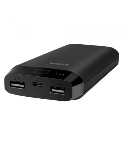 Astrum PB210 gumírozott külső akkumulátor 20000mAh 2X USB, 2X smart IC, 2A input, 2A/2A output fekete 10W
