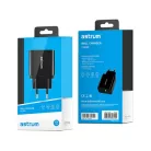 Astrum CH260 fekete hálózati töltőfej 1X USB-C, 1X USB, 2,4A total output, Smart IC 12W