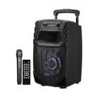 Astrum TM085 "Trolley" hordozható bluetooth hangszóró 8.0", 40W, FM, USB, MicroSD, színes LED világítás, távirányító, mikrofon