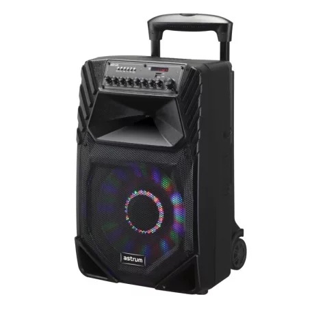 Astrum TM155 "Trolley" hordozható bluetooth hangszóró 15.0", 80W, FM, USB, MicroSD, színes LED világítás, távirányító, 2X mikrofon