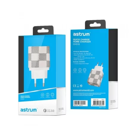 Astrum CH310 QC 3.0 dual color bőrbevonatos hálózati gyorstöltő (Quick Charge) 1xUSB 3,0A 18W