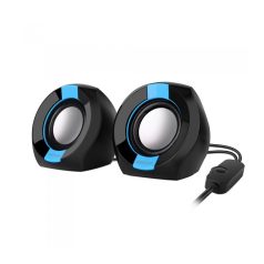  Astrum SU105 fekete-kék 2.0 csatornás 3,5MM multimédia hangszóró USB-s áramellátással, hangerőszabályozóval, prémium hangzással 2 X 3W