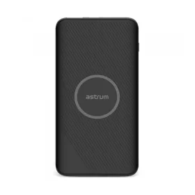   Astrum PB310 QI 5V/1A külső akkumulátor vezeték nélküli töltéssel, 10000mAh USB, Type-C, 2X smart IC, 2A input, 2A output, LI-polymer 10W