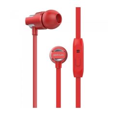  Astrum EB410 univerzális 3,5mm piros fémházas sztereó headset zajszűrős mikrofonnal, prémium hangzással, slim kábellel