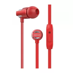   Astrum EB410 univerzális 3,5mm piros fémházas sztereó headset zajszűrős mikrofonnal, prémium hangzással, slim kábellel