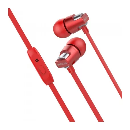 Astrum EB410 univerzális 3,5mm piros fémházas sztereó headset zajszűrős mikrofonnal, prémium hangzással, slim kábellel