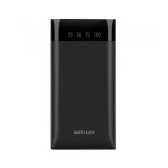   Astrum PB230 fekete Power Bank 10000MAH LED kijelzővel, 2A input, 2,1A/1A outputm Li-Polymer akkucellákkal új verzió 10W