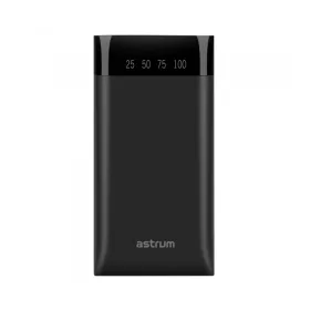   Astrum PB230 fekete Power Bank 10000MAH LED kijelzővel, 2A input, 2,1A/1A outputm Li-Polymer akkucellákkal új verzió 10W