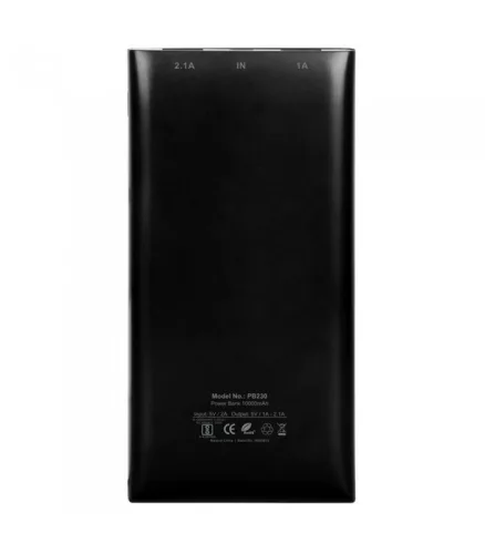 Astrum PB230 fekete Power Bank 10000MAH LED kijelzővel, 2A input, 2,1A/1A outputm Li-Polymer akkucellákkal új verzió 10W