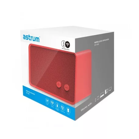 Astrum ST180 piros hordozható bluetooth hangszóró, mikrofon, FM rádió, micro SD olvasó, 3W