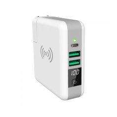   Astrum CW400 Prémium all in one utazó vezeték nélküli (5W) / hálózati töltő és power bank (6700mAh) 4 féle dugvillával 12W