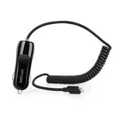  Astrum CC390 iPhone/iPad lightning 8 pin MFI engedélyes autós töltő spirál kábellel 2,4A fekete 12W
