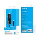 Astrum CC390 iPhone/iPad lightning 8 pin MFI engedélyes autós töltő spirál kábellel 2,4A fekete 12W