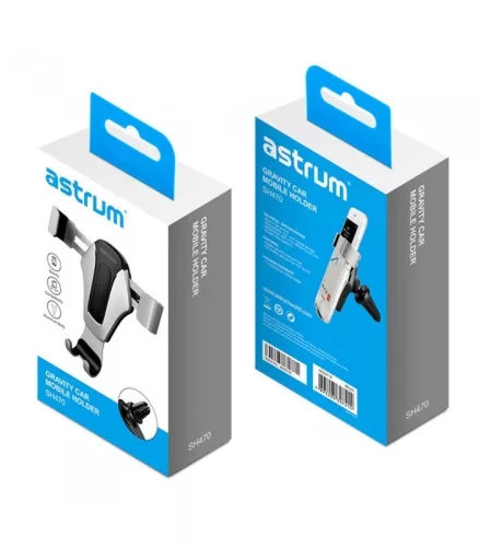 Astrum SH470 Gravity gumibevonatos autós tartó 3,5" - 6,3" szellőzőre, fekete-ezüst